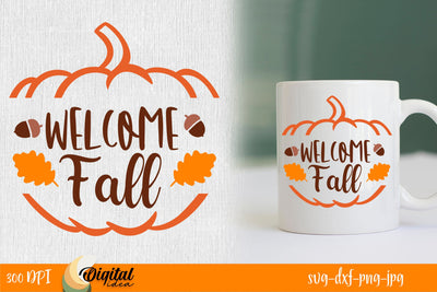 Inscription Autumn Design SVG. Welcome Fall SVG. SVG Evgenyia Guschina 