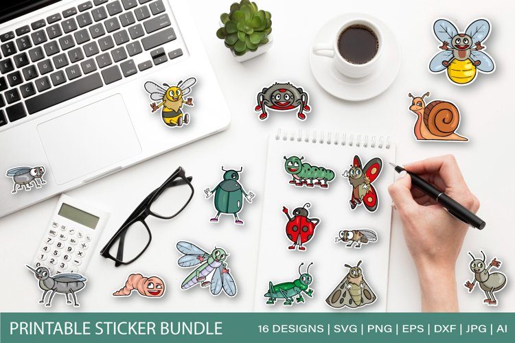Insectoutline Stickers insects Stickers Bundle - So Fontsy