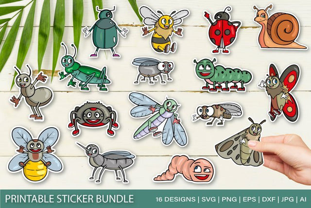 Insects animals Printable Stickers SVG TatiStudio 