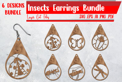 Insects Earrings Bundle - svg eps ai png pdf SVG zafrans studio 