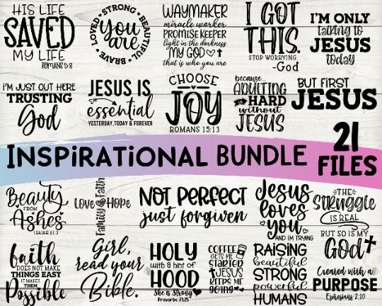 Inspirational Bundle Svg, Inspirational Quotes Svg, Christian Quotes Svg SVG She Shed Craft Store 