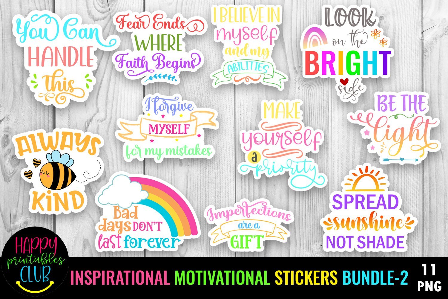 Inspirational Sticker Bundle 1 PNG Motivational Stickers for Tumblers  Digital Download Stickers for Laptops 