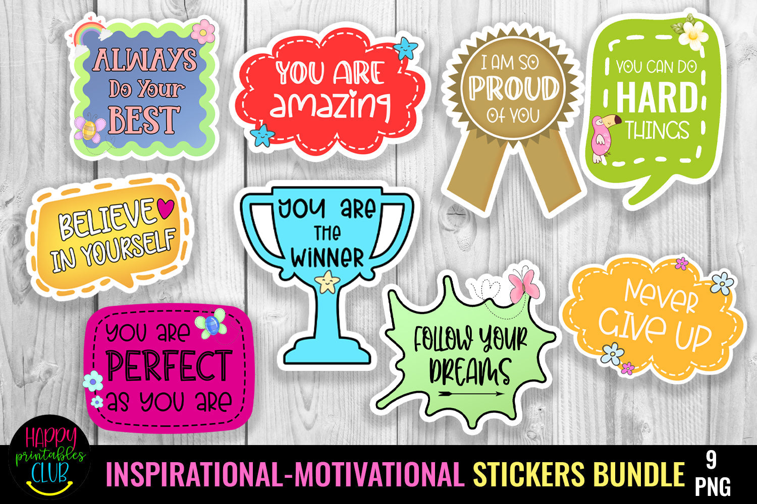 Positive Affirmation Stickers Bundle- Motivational Inspirational - So Fontsy