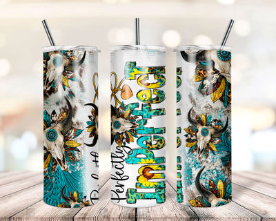 Inspirational Perfectly Imperfect 20 Oz skinny tumbler Png, Rustic Western Christian straight template digital download Sublimation TrendingDesign 
