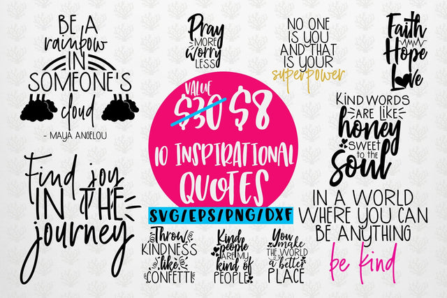 Inspirational Quote Bundle – EPS SVG DXF PNG SVG CoralCutsSVG 