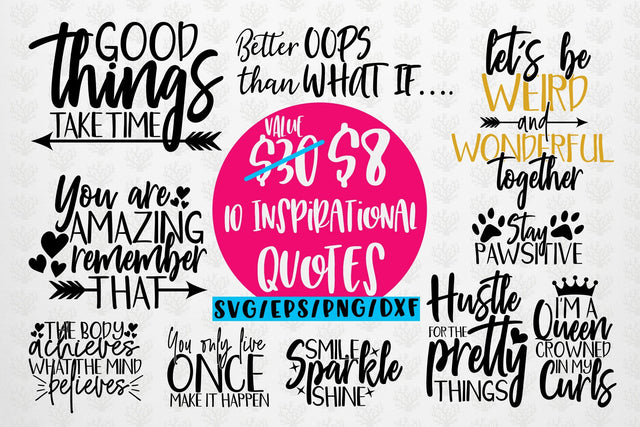 Inspirational Quotes Bundle – SVG EPS DXF PNG SVG CoralCutsSVG 