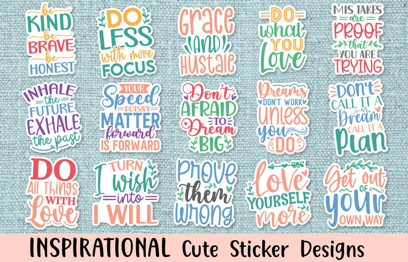 Inspirational Quotes Stickers Bundle SVG Crazy Craft 