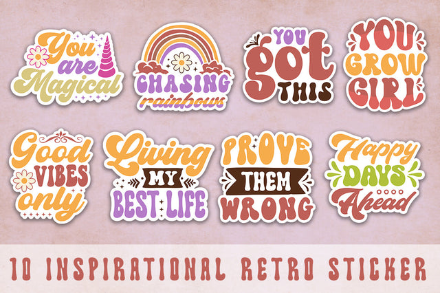 Inspirational Retro Sticker Bundle SVG etcify 