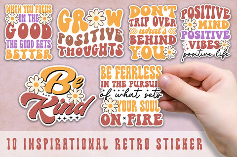 Inspirational Retro Sticker Bundle SVG etcify 