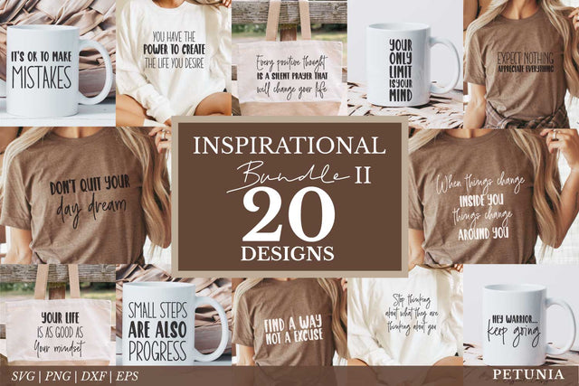 Inspirational Sayings SVG | Motivational Quotes Bundle SVG Petunia Digital Design 