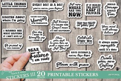 Inspirational Sticker Bundle | Motivational Mindset Stickers Sublimation Petunia Digital Design 