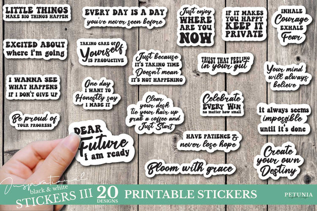 Inspirational Sticker Bundle | Motivational Mindset Stickers Sublimation Petunia Digital Design 