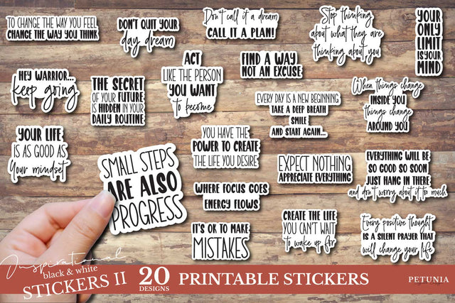 Inspirational Sticker Bundle | Motivational Mindset Stickers Sublimation Petunia Digital Design 