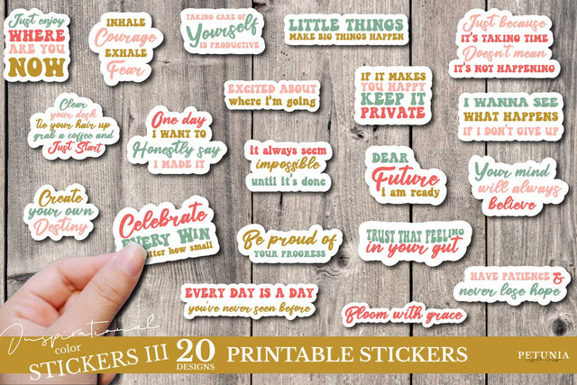 Inspirational Sticker Bundle | Motivational Mindset Stickers Sublimation Petunia Digital Design 