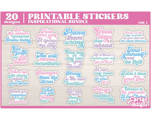 Inspirational Sticker Bundle | Motivational Stickers Sublimation Carla C Designs 