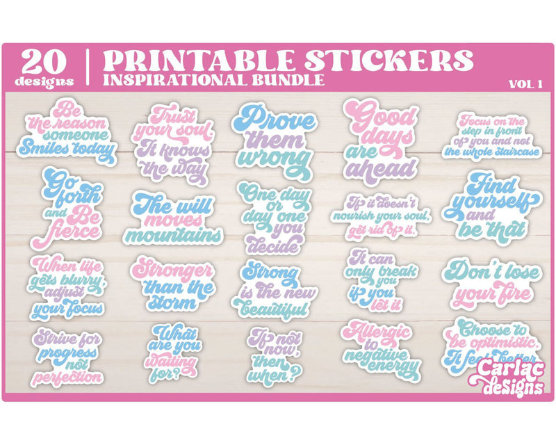 Inspirational Sticker Bundle | Motivational Stickers Sublimation Carla C Designs 