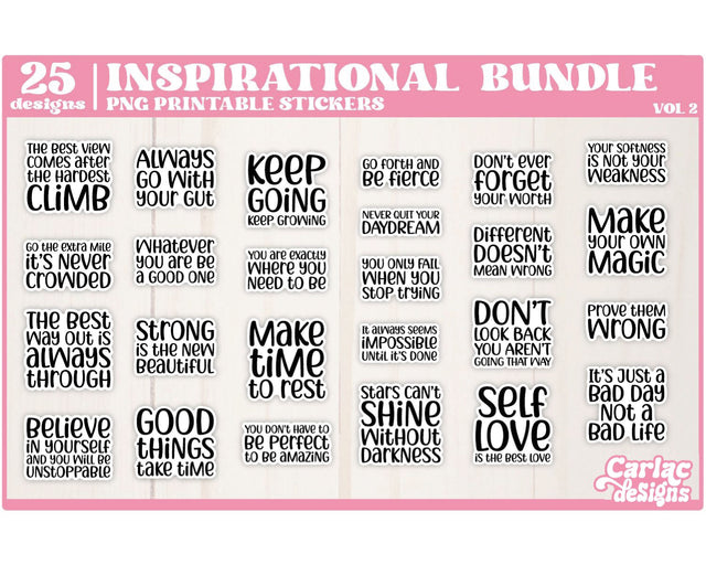 Inspirational Sticker Bundle | Motivational Stickers | Vol 2 Sublimation Carla C Designs 