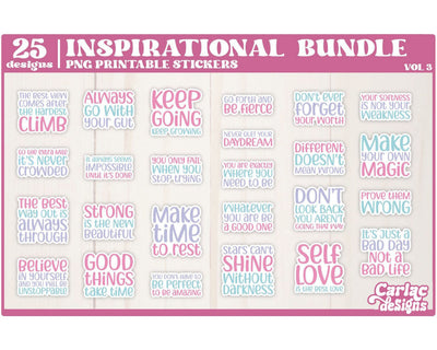 Inspirational Sticker Bundle | Motivational Stickers | Vol 3 Sublimation Carla C Designs 