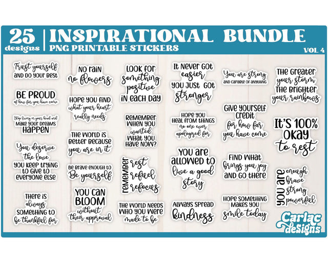 Inspirational Sticker Bundle | Motivational Stickers | Vol 4 Sublimation Carla C Designs 
