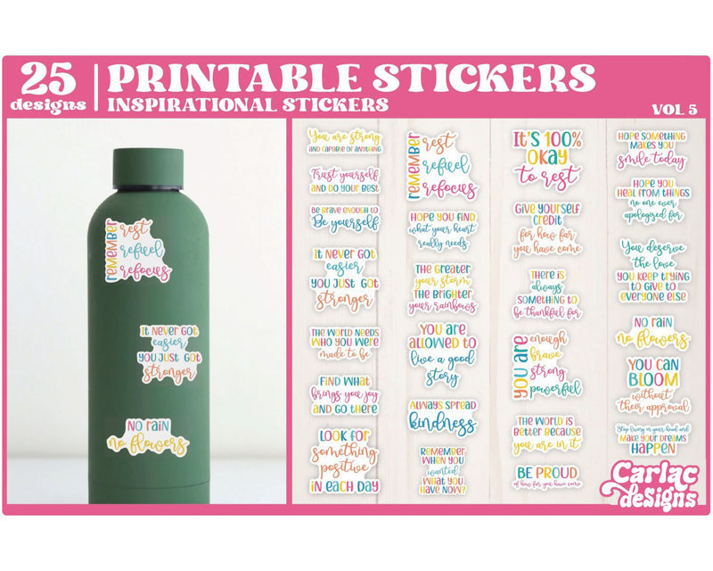 Inspirational Sticker Bundle | Motivational Stickers | Vol 5 Sublimation Carla C Designs 