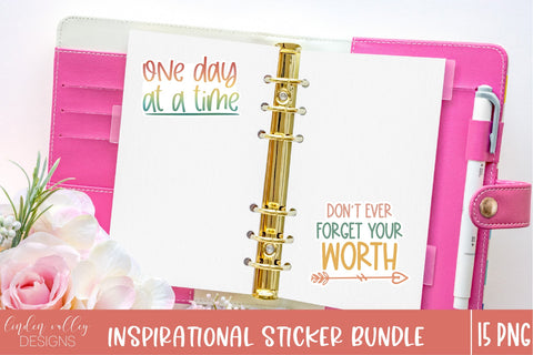 Inspirational Sticker Bundle-Set of 15 PNG Stickers Sublimation Linden Valley Designs 