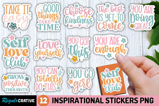 Inspirational Stickers PNG Bundle Sublimation Regulrcrative 