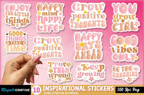 Inspirational Stickers PNG Bundle Sublimation Regulrcrative 