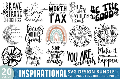 Inspirational SVG Bundle, Big Bundle SVG file for Cricut, Dream bundle SVG – Positive vibes bundle – Motivational SVG FiveStarCrafting 
