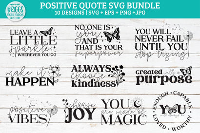 Inspirational SVG Bundle | Positive Quotes SVG Bundle SVG BriggsDigitalDesigns 