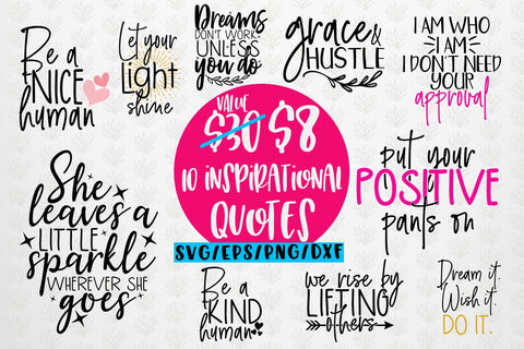 Inspirational SVG Bundle Quote EPS DXF PNG SVG CoralCutsSVG 
