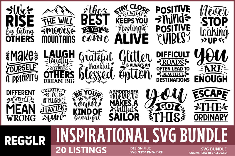 Inspirational Svg Bundle SVG Regulrcrative 