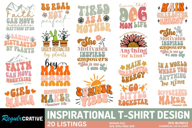 Inspirational T-Shirt Design Bundle SVG Regulrcrative 