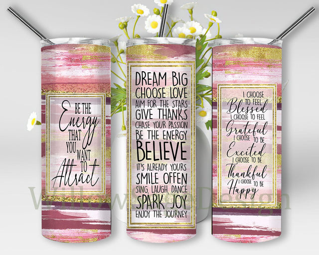 Inspirational Tumbler Wrap, Dream Big Tumbler Png, New Years Resolution 20oz Skinny Tumbler, Digital Download Sublimation WillowSageDesign 