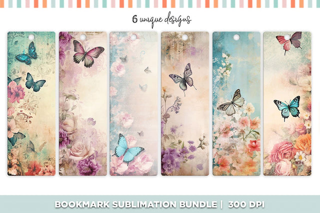 Instant Download Printable Butterfly Bookmark Set Sublimation BijouBay 