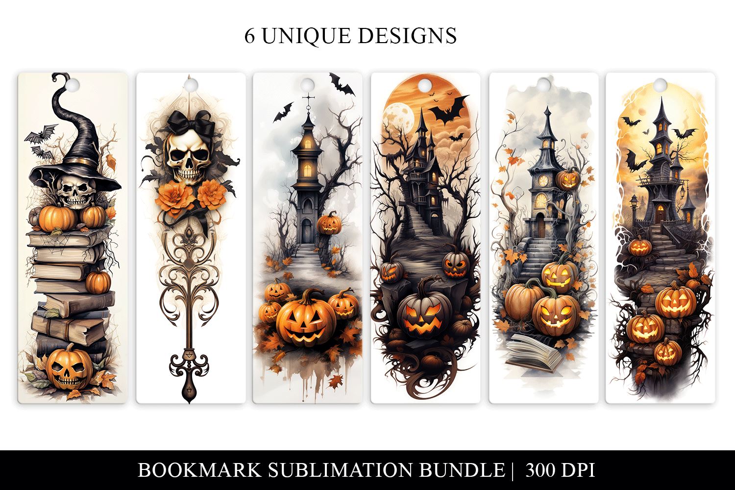 Instant Download Printable Halloween Bookmarks Set - So Fontsy