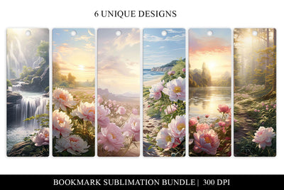 Instant Download Printable Pink Peony Bookmarks Set Sublimation BijouBay 
