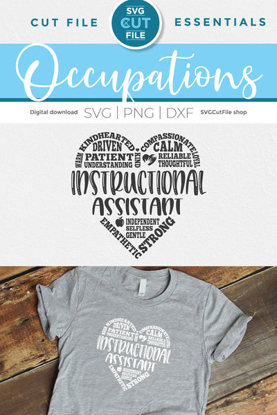 Instructional assistant svg with subway art heart SVG SVG Cut File 