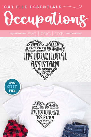 Instructional assistant svg with subway art heart SVG SVG Cut File 