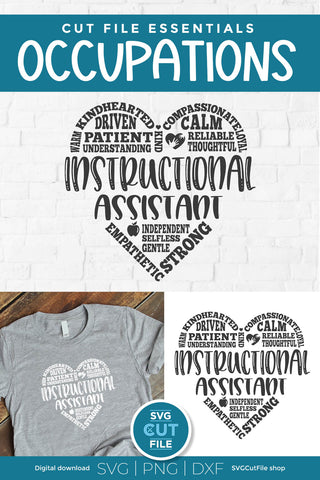 Instructional assistant svg with subway art heart SVG SVG Cut File 