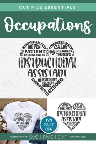 Instructional assistant svg with subway art heart SVG SVG Cut File 