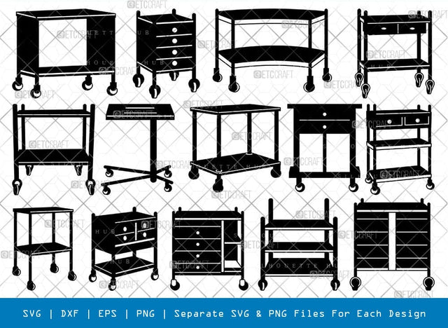 Instrument Trolley Silhouette Svg Cricut Cut Files Png Bundle, SB01069 SVG ETC Craft 