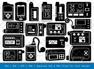 Insulin Pumps Silhouette, Diabetes Insulin Pump SVG, Diabetic Items Svg, Insulin Pump Therapy Svg, Wireless Insulin Pump Bundle, SB00999 SVG ETC Craft 