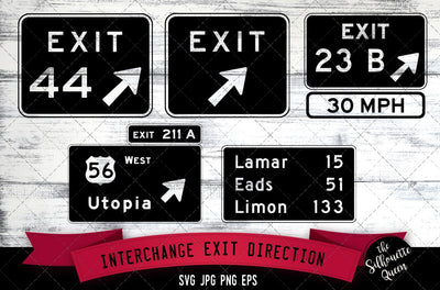 Interchange Exit Direction Signs Icon SVG -Vector Symbol Commercial & Personal Use- Cricut,Silhouette,Cameo,Vinyl Cut SVG Loveleen Kaur 