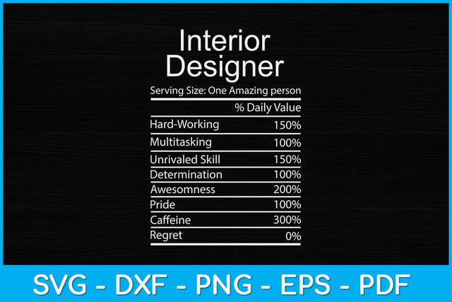 Interior Designer Nutrition Facts Svg Design SVG artprintfile 