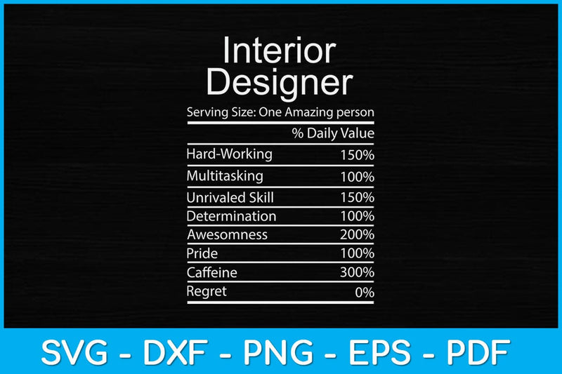 Interior Designer Nutrition Facts Svg Design SVG artprintfile 