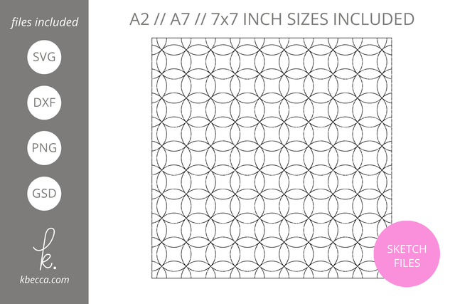 Interlocking Circles Sketch Pattern (A2 / A7 / 7x7 Sizes) SVG k.becca 