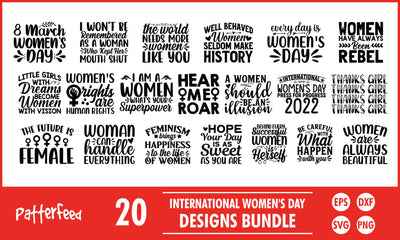 International Women's Day SVG Designs Bundle SVG PatternFeed8 