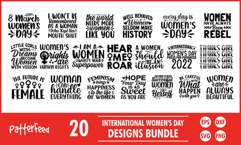 International Women's Day SVG Designs Bundle SVG PatternFeed8 