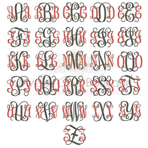 Intertwined Monogram Embroidery Fonts Machine Letters Designs - Intertwined Monogram Design - BX Monogram Fonts - 10 Sizes Font My Sew Cute Boutique 