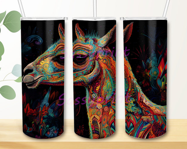 Intricately Detailed Llama 20oz Skinny Tumbler Png, Llama Colorful Tumbler, Colorful Tumbler, Tumbler Wrap, Llama Tumbler, Llama Tumbler Png Sublimation sassyprint 